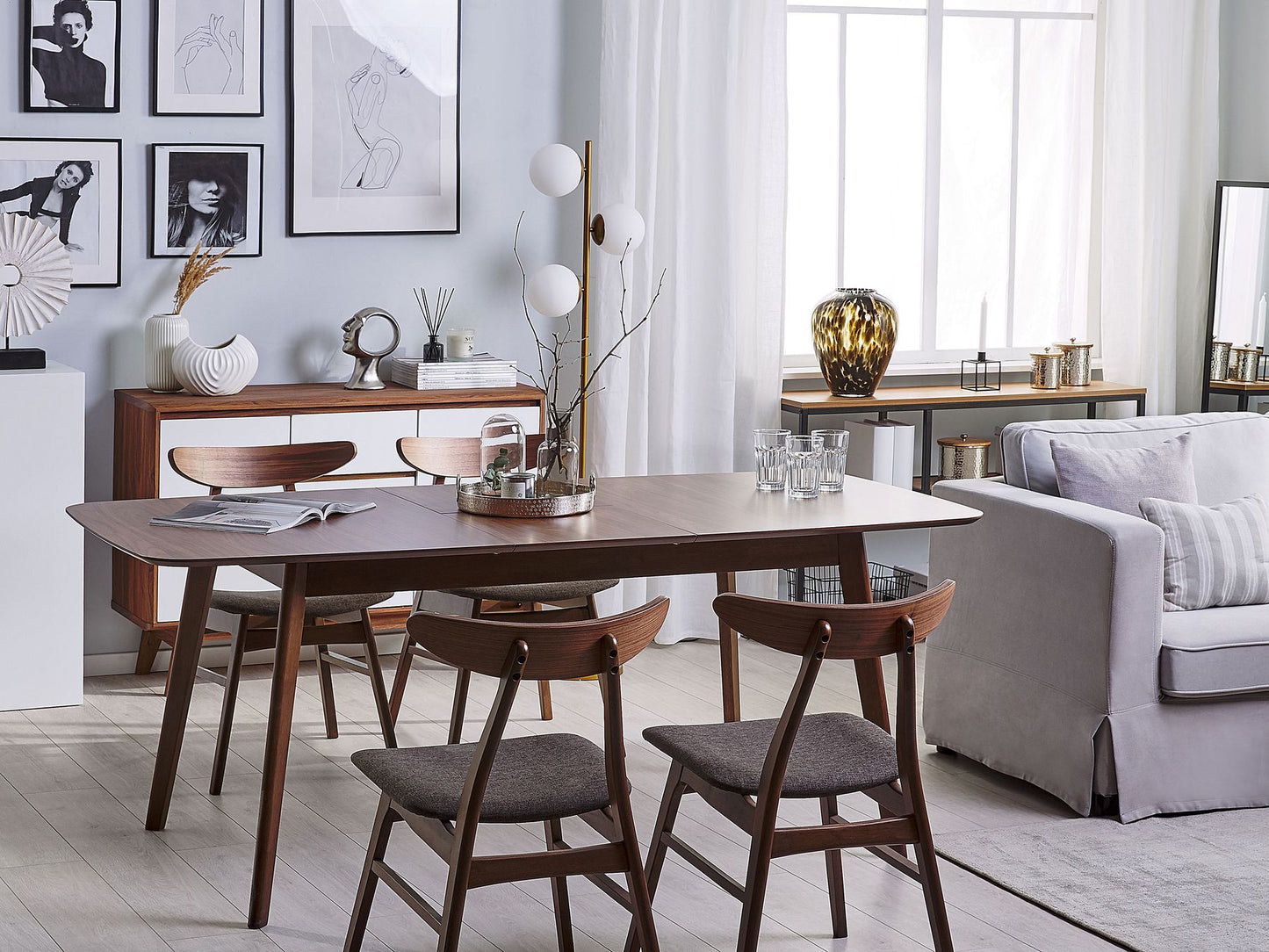 Extending Dining Table MADOX Dark Walnut 150/190 cm 90 cm