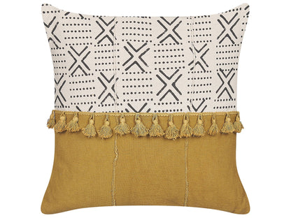 Throw Cushion WOODI Cotton 45 x 45 cm Yellow Geometric Pattern