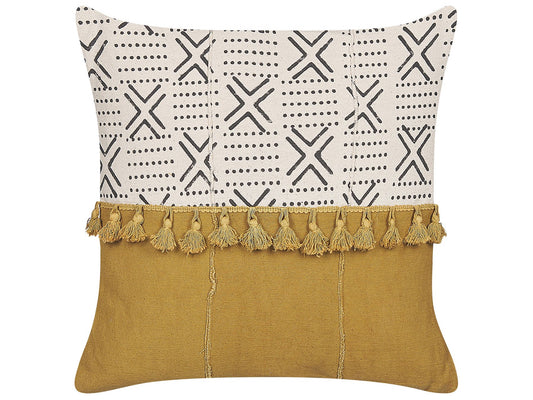 Throw Cushion WOODI Cotton 45 x 45 cm Yellow Geometric Pattern