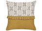 Throw Cushion WOODI Cotton 45 x 45 cm Yellow Geometric Pattern