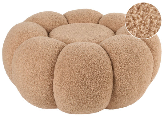 Pouffe BEAUFORT Boucle Light Brown 60 cm 60 cm 27 cm